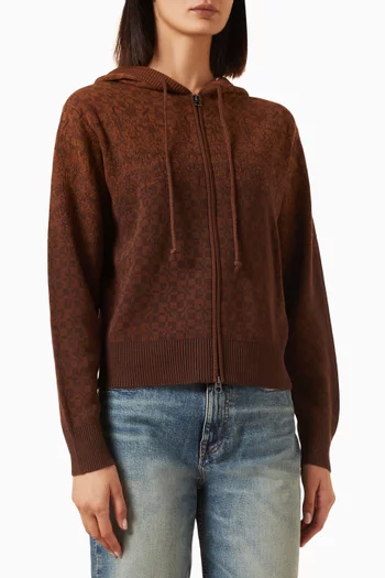 Kenzogram Zip-up Cardigan in Cotton-knit