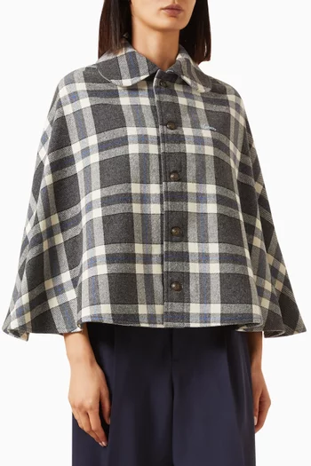 Cheks Military Cape in Mixed-wool