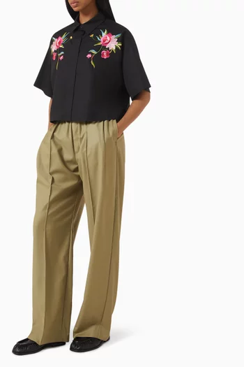 'KENZO Wildflower' Embroidered Shirt in Cotton-poplin