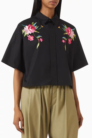 'KENZO Wildflower' Embroidered Shirt in Cotton-poplin