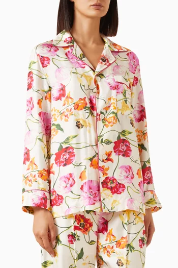 Pyjama Floral-print Shirt in Silk