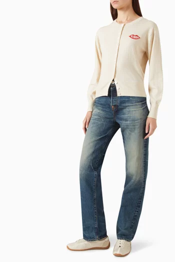 Embroidered Cardigan in Wool Blend