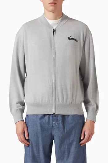 Eiffel Tower Zip-up Cardigan in Wool