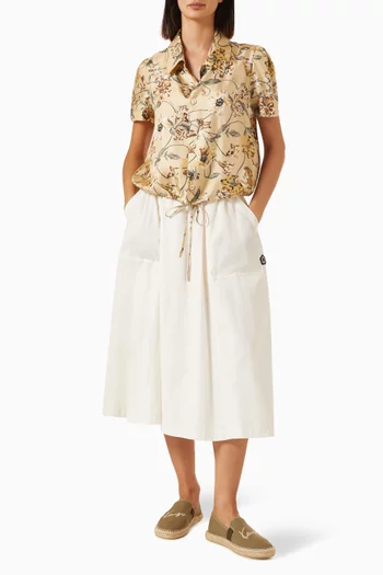Wildflower Puffy-sleeves Blouse in Silk