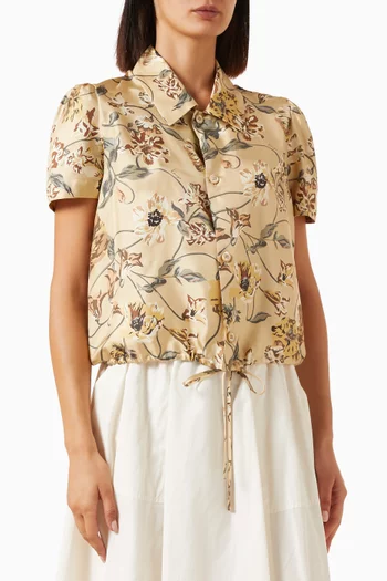 Wildflower Puffy-sleeves Blouse in Silk