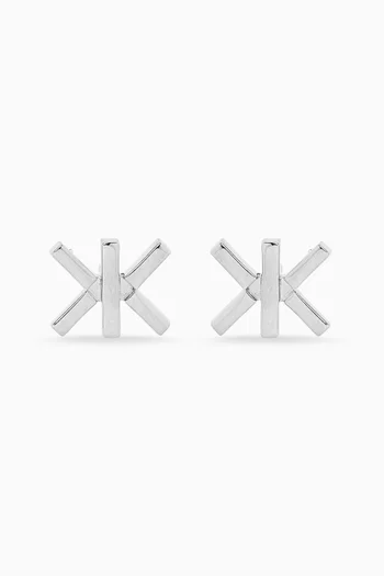 Double K Stud Earrings in Brass