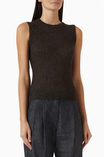 بلوزة بتصميم لامع نسيج صوف مضلع
