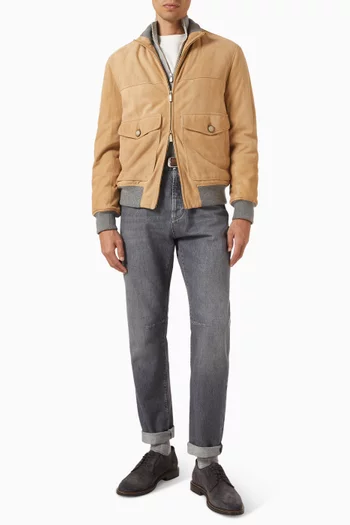 Thermore® Padded Bomber Jacket in Suede
