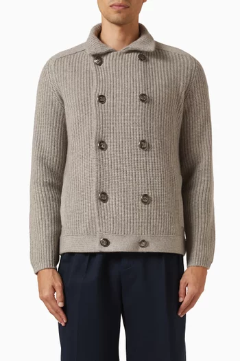 Half-English Rib Mariner Cardigan in Cashmere