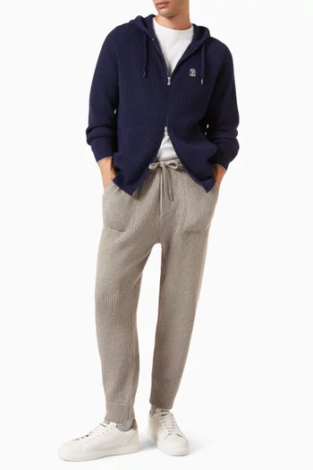 Logo Ribbed Hoodie in Cashmere