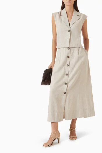 Yasusuma Maxi Skirt in Linen-blend