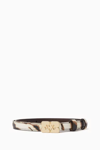 KAT THIN BELT IN VITELLO ZEBRA PRINTED RECYCLED LEATHER AND POLYESTER WITH GOLD BUTTERFLY LOGO HARDWARE:White    :XS/S|219844826