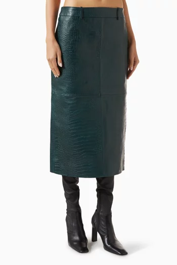 Taney Pencil Midi Skirt in Croc Leather