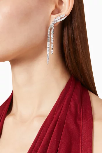 Mesmera Dangling Earrings in Rhodium-plated Metal