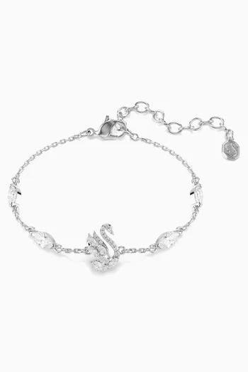 Swan Bracelet in Rhodium-plated Metal