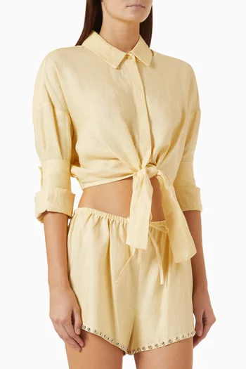 Lisa Tie-front Top in Linen