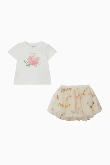 Floral T-Shirt & Tulle Skirt Set