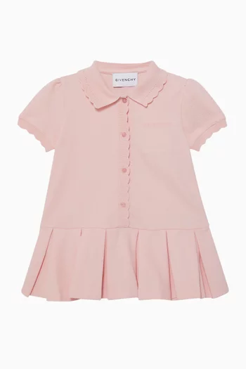 Pleated Polo Dress in Cotton Pique