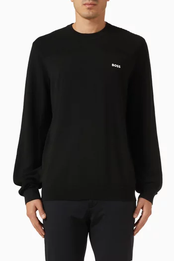 Contrast Logo Sweater in Wool-blend