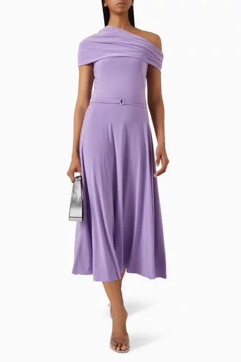 Cowl Hooded Flared Midi Dress