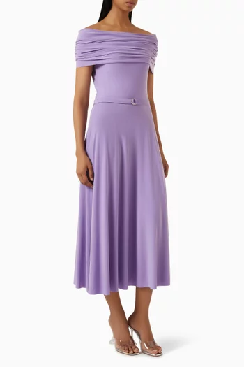 Cowl Hooded Flared Midi Dress