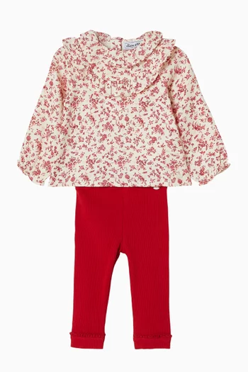 Cherry Floral Cotton Top & Pants Set in Cotton