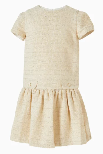 Ruffled Hem Dress in Tweed