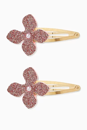 Floral Glitter Hair Clips