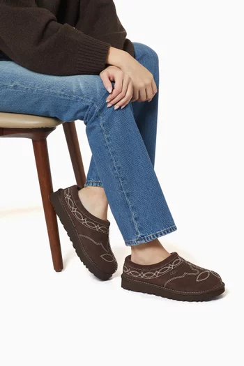 Tasman Western Flat Slippers in Suede