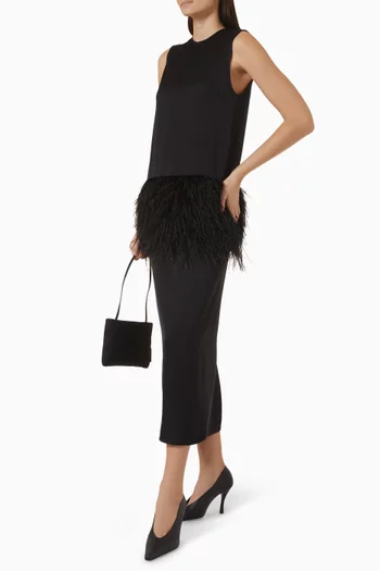 Sonia Feather-trim Dress in Viscose-blend