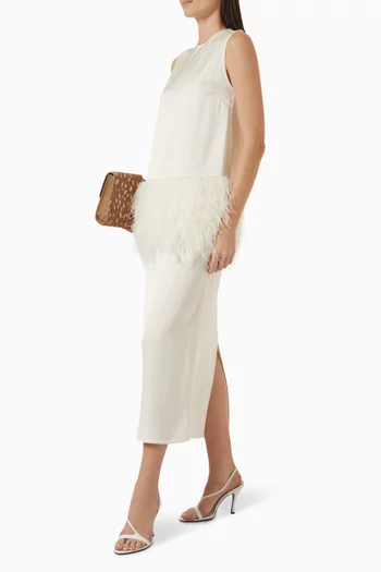 Sonia Feather-trim Dress in Viscose-blend