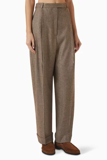 Tornara Pleated Pants in Virgin Wool-blend