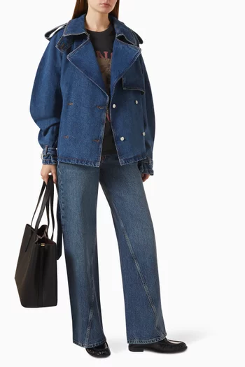 Pascale Double-breasted Trench Jacket in Denim