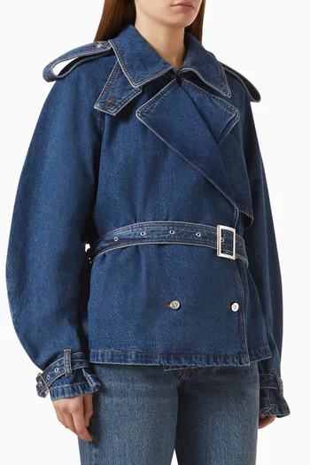 Pascale Double-breasted Trench Jacket in Denim