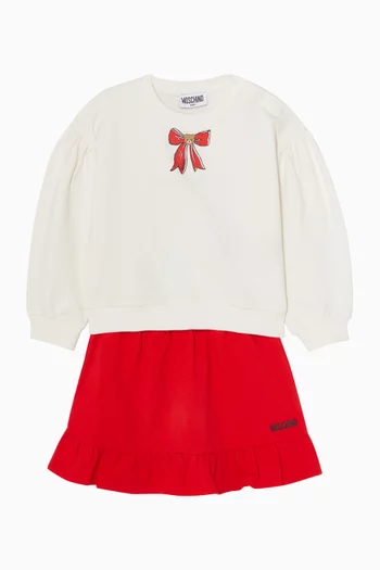 Bow Sweatshirt & Skirt Set