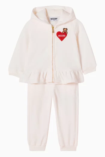 Heart Hooded Tracksuit Set in Cotton