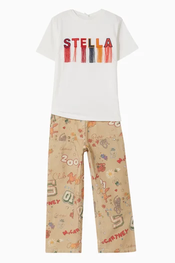 Logo-appliqué Fringed T-shirt in Cotton
