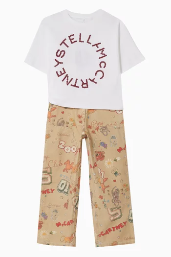All-over Print Straight-leg Jeans in Denim