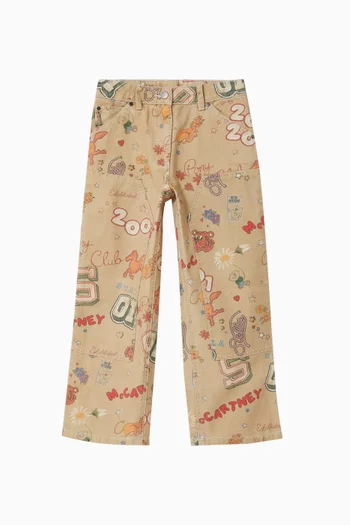 All-over Print Straight-leg Jeans in Denim