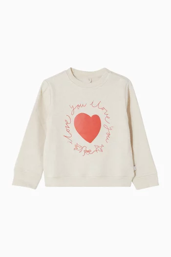 Heart Sweatshirt in Cotton