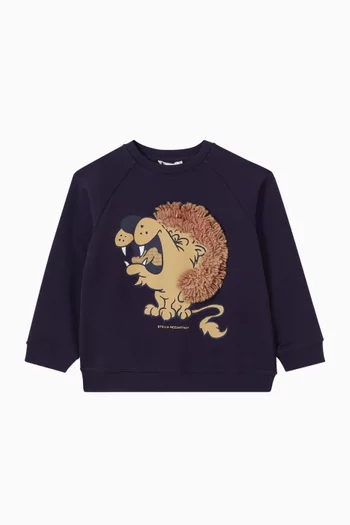 Lion-print Sweatshirt in Cotton-fleece