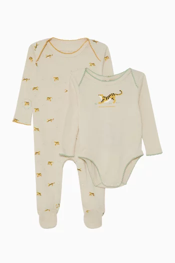 Tiger Print Pyjama Romper & Bodysuit Set