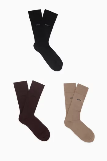 Logo Socks in Cotton Blend, Set of 3