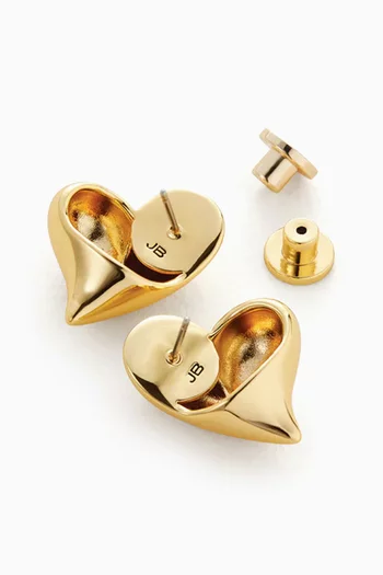 Art Heart Button Earrings in 14kt Gold-dipped Brass