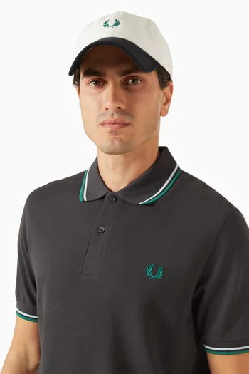 Colour Blocked Piqué Cap in Cotton