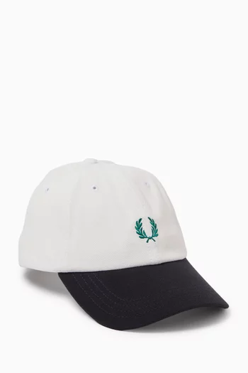 Colour Blocked Piqué Cap in Cotton