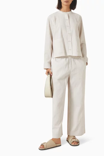 Mandarin-collar Shirt Jacket in Organic Cotton