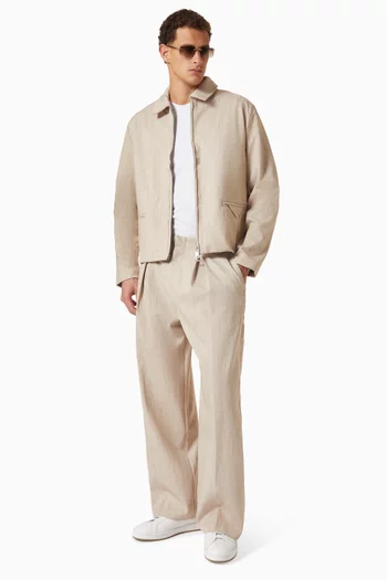 Boxy Hatched Harrington Jacket