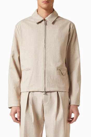 Boxy Hatched Harrington Jacket