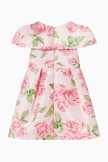 Rose-print Dress in Satin